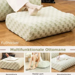 Sitzsack mit Hocker Sitzsack mit Hoch Elastischem Schwamm Bodenstuhl Boden Sessel Grün