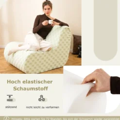 Sitzsack mit Hocker Sitzsack mit Hoch Elastischem Schwamm Bodenstuhl Boden Sessel Grün