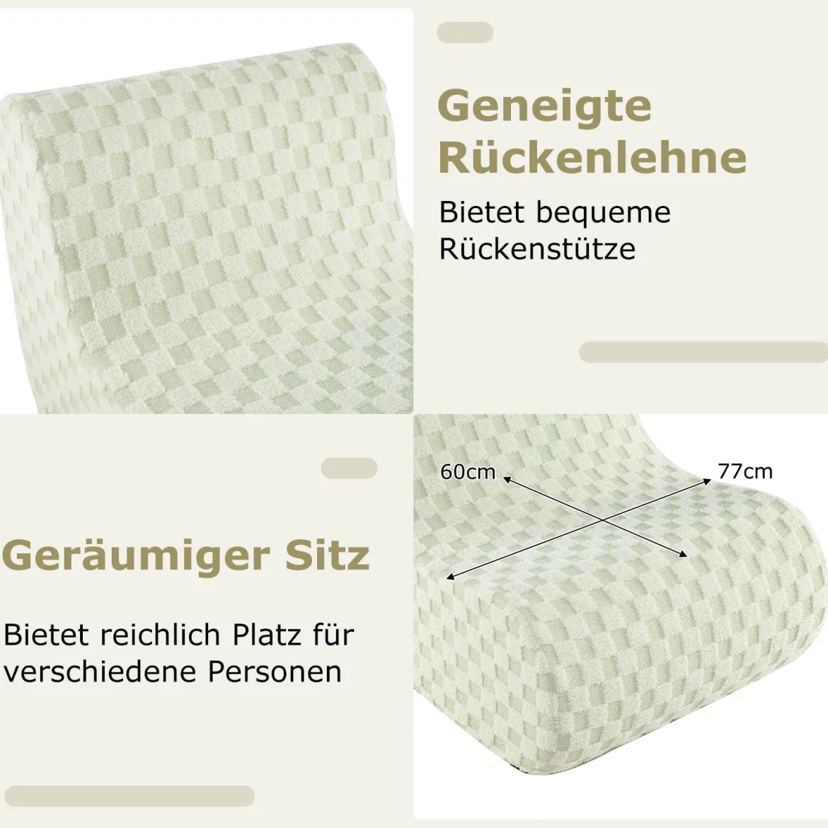 Sitzsack mit Hocker Sitzsack mit Hoch Elastischem Schwamm Bodenstuhl Boden Sessel Grün