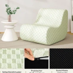 Sitzsack mit Hocker Sitzsack mit Hoch Elastischem Schwamm Bodenstuhl Boden Sessel Grün