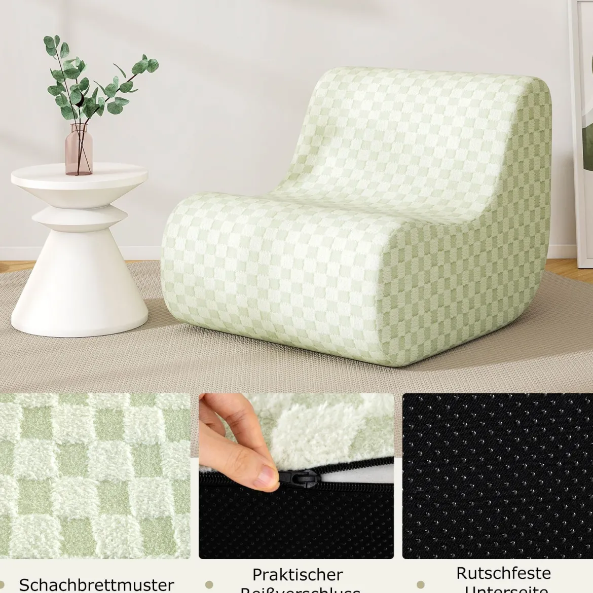 Sitzsack mit Hocker Sitzsack mit Hoch Elastischem Schwamm Bodenstuhl Boden Sessel Grün