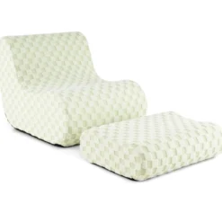 Sitzsack mit Hocker Sitzsack mit Hoch Elastischem Schwamm Bodenstuhl Boden Sessel Grün