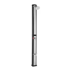 Solarbeheizte Außendusche 217 cm Dusche mit 2 Sektionen und Frei Drehbarem Duschkopf Schwarz + Silber