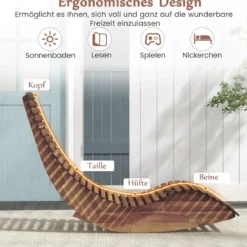 Sonnenliege Akazienholz ergonomische Holzliege Gartenliege Terrassenliege bis 160 kg belastbar 157 x 60 x 76 cm Natur