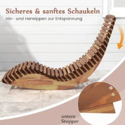 Sonnenliege Akazienholz ergonomische Holzliege Gartenliege Terrassenliege bis 160 kg belastbar 157 x 60 x 76 cm Natur
