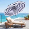 Sonnenschirm Ø 278 cm Strandschirm Neigbar mit Kurbel Balkonschirm mit Fransen Gartenschirm