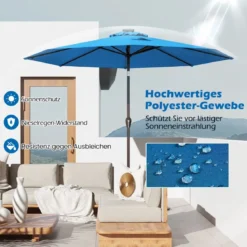 Sonnenschirm mit Solar- LED-Beleuchtung Ampelschirm Gartenschirm 3m