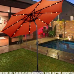 Sonnenschirm mit Solar- LED-Beleuchtung Ampelschirm Gartenschirm 3m