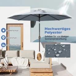 Sonnenschirm mit Solar- LED-Beleuchtung Ampelschirm Gartenschirm 3m