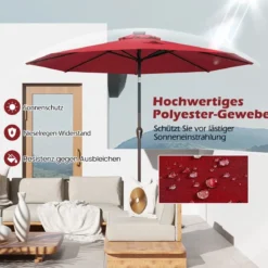 Sonnenschirm mit Solar- LED-Beleuchtung Ampelschirm Gartenschirm 3m