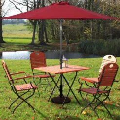Sonnenschirm mit Solar- LED-Beleuchtung Ampelschirm Gartenschirm Kurbelschirm 2,7M