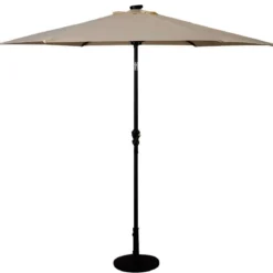 Sonnenschirm mit Solar- LED-Beleuchtung Ampelschirm Gartenschirm Kurbelschirm 2,7M