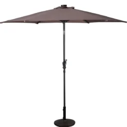 Sonnenschirm mit Solar- LED-Beleuchtung Ampelschirm Gartenschirm Kurbelschirm 2,7M