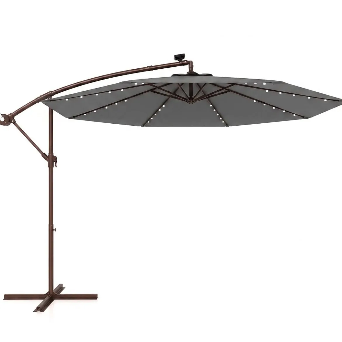 Sonnenschirm mit 40 Solar-LED-Leuchten & Kurbel Ampelschirm Gartenschirm Marktschirm
