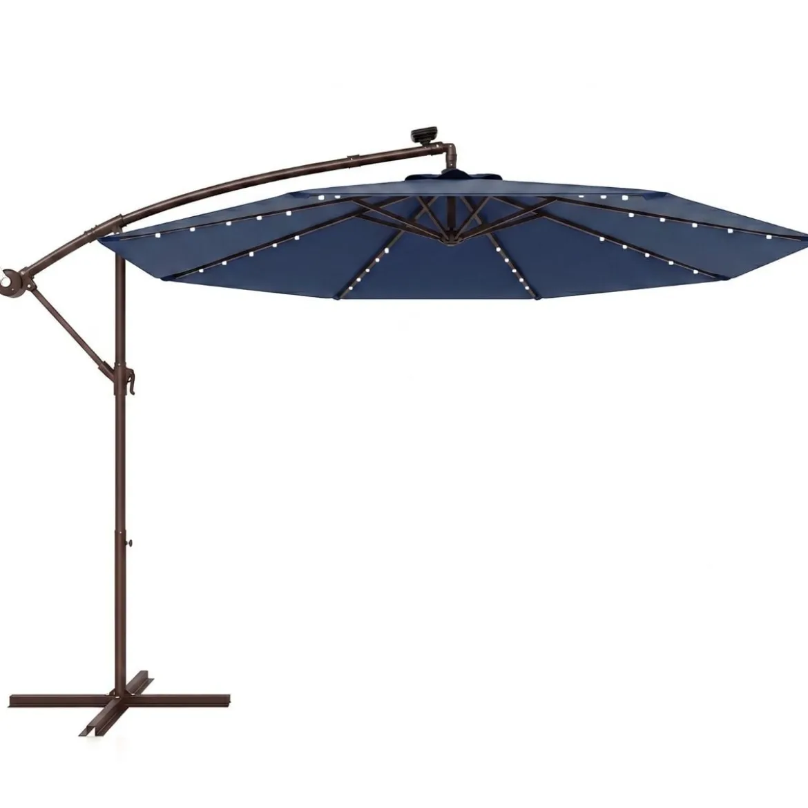 Sonnenschirm mit 40 Solar-LED-Leuchten & Kurbel Ampelschirm Gartenschirm Marktschirm