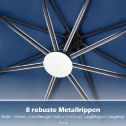 Sonnenschirm mit Ständer & LED-Leuchten & Kurbel 360° Drehbar Ampelschirm Marktschirm