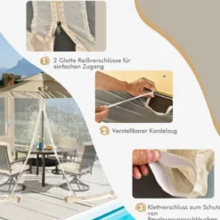 Sonnenschirm-Moskitonetz Terrassenschirm-Netz mit 2 Türen mit Doppelreißverschluss