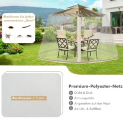 Sonnenschirm-Moskitonetz Terrassenschirm-Netz mit 2 Türen mit Doppelreißverschluss