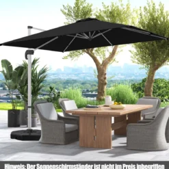 Sonnenschirm rechteckig 300 x 300 cm großer Ampelschirm mit Kurbel Schwarz