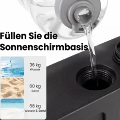 Sonnenschirmständer auf Rollen Schirmständer Befüllbar bis 68kg für Schirmstange 32/38/48 mm