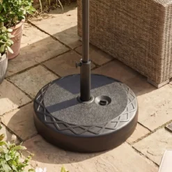 Sonnenschirmständer aus HDPE Runder Sonnenschirmfuß mit Griff für Schirmstiel 39-49 mm Schwarz