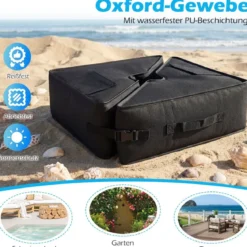 Sonnenschirmständer 40 kg Befüllbar mit Sand Tragbarer Schirmgewicht Schirmständer Schwarz