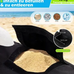 Sonnenschirmständer 40 kg Befüllbar mit Sand Tragbarer Schirmgewicht Schirmständer Schwarz