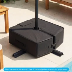 Sonnenschirmständer 40 kg Befüllbar mit Sand Tragbarer Schirmständer Sonnenschirmfuß Schwarz