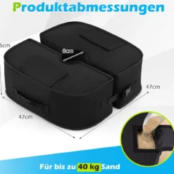 Sonnenschirmständer 40 kg Befüllbar mit Sand Tragbarer Schirmständer Schirmhalter Schwarz