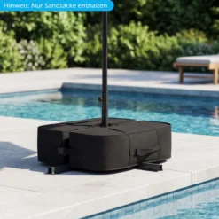 Sonnenschirmständer 40 kg Befüllbar mit Sand Tragbarer Schirmständer Schirmhalter Schwarz