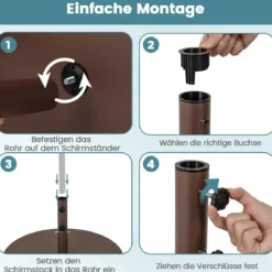 Sonnenschirmständer 23 kg Schirmständer mit Rollen und Griff runder Schirmgewicht für Schirmstangen von 41/50 mm