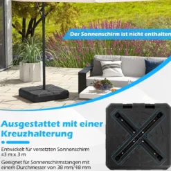 Sonnenschirmständer 45 Liter / 60 kg befüllbar mit Wasser oder Sand Schirmständer für Schirmstangen 67 x 67 x 13 cm