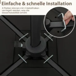 Sonnenschirmständer 60 Liter / 84 kg Befüllbar Schirmgewicht Ampelschirmständer Schwarz