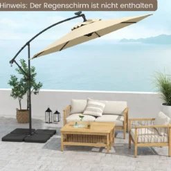 Sonnenschirmständer 60 Liter / 84 kg Befüllbar Schirmgewicht Ampelschirmständer Schwarz