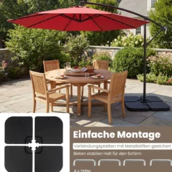 Sonnenschirmständer 60 L / 68 kg befüllbar mit Wasser oder Sand Schwarz 50 x 50 cm