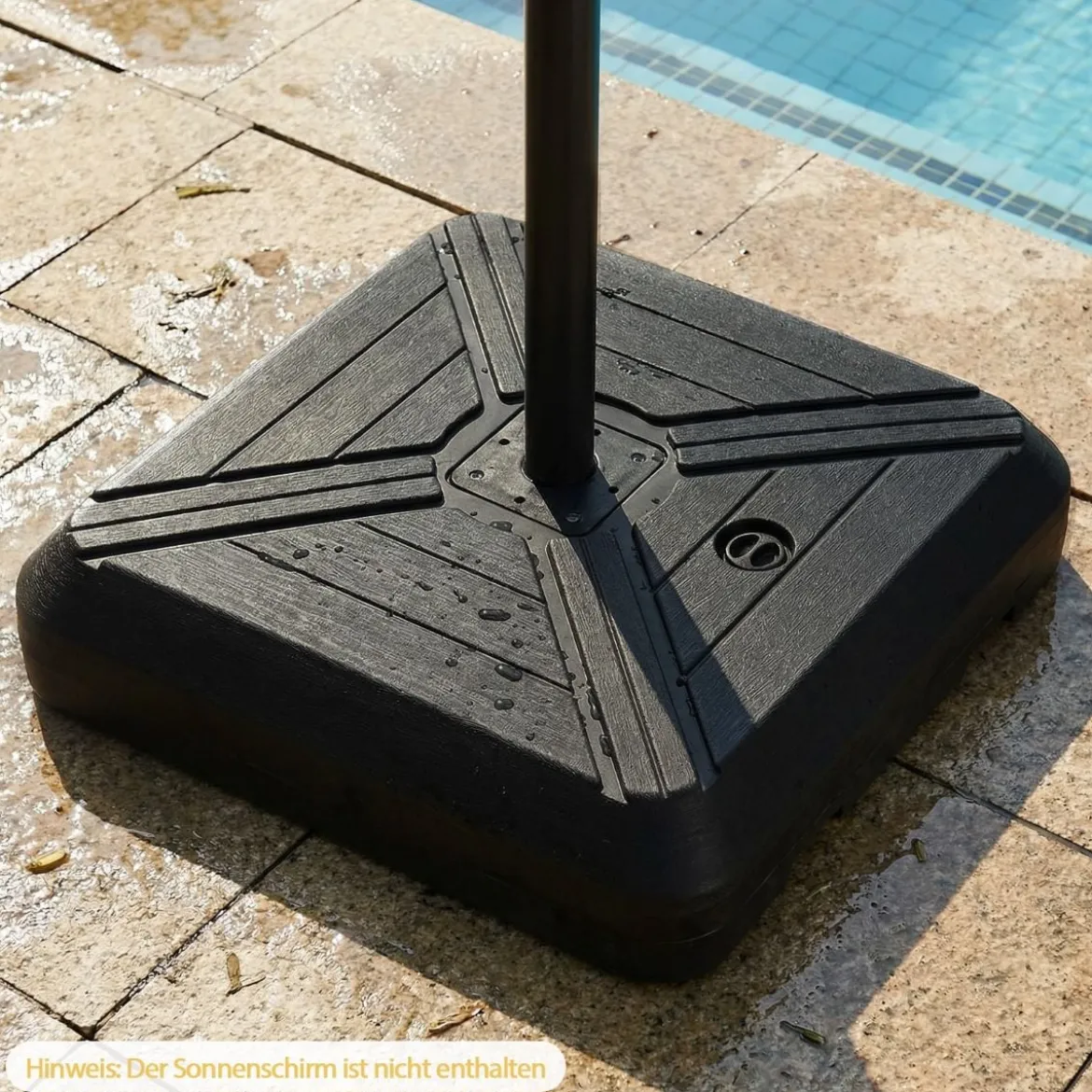 Sonnenschirmständer mit Rollen befüllbar Schwerlast Metall Querträger 81cm quadratisch