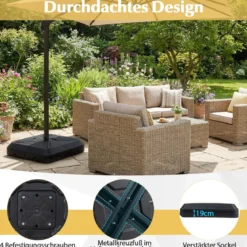 Sonnenschirmständer mit Rollen befüllbar Schwerlast Metall Querträger 81cm quadratisch