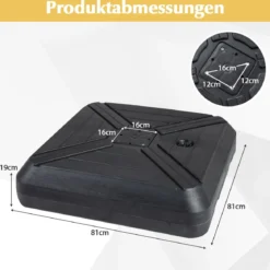 Sonnenschirmständer mit Rollen befüllbar Schwerlast Metall Querträger 81cm quadratisch