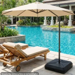Sonnenschirmständer mit Rollen befüllbar Schwerlast Metall Querträger 81cm quadratisch