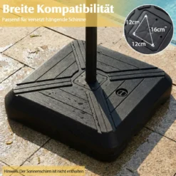 Sonnenschirmständer mit Rollen befüllbar Schwerlast Metall Querträger 81cm quadratisch