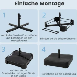 Sonnenschirmständer mit Sandsäcken (80 kg Füllkapazität) & 2 Feststellknöpfen Schirmständer
