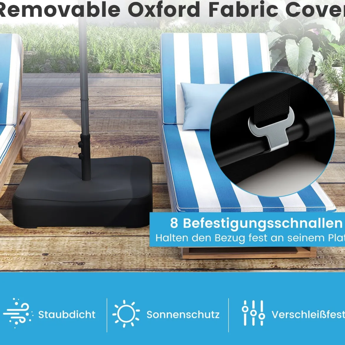 Sonnenschirmständer mit Sandsäcken (80 kg Füllkapazität) & 2 Feststellknöpfen Schirmständer