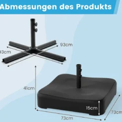 Sonnenschirmständer mit Sandsäcken (80 kg Füllkapazität) & 2 Feststellknöpfen Schirmständer