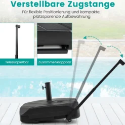 Sonnenschirmständer Schirmständer Sonnenschirm Befüllbar bis. 95 kg Schirmhalter mit Rollen