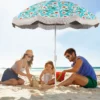 Sonnenschirm Strand Strandschirm mit Fransen UPF 50+ 30° knickbar Terrassenschirm mit Erdspieß