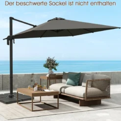 Sonnenschirm 300 x 300 cm Ampelschirm mit Kurbel Gartenschirm neigbar 360° drehbar Anthrazit