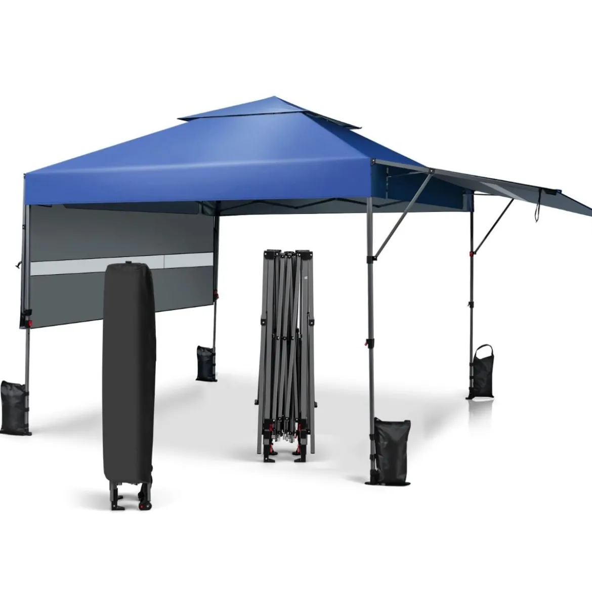 Sonnenschutzzelt Aufklappbares Überdachungszelt 300 x 537 x 270-290 cm Blau