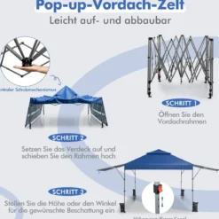 Sonnenschutzzelt Aufklappbares Überdachungszelt 300 x 537 x 270-290 cm Blau