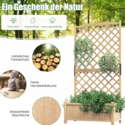 Spalier mit Blumenkasten aus Tannenholz Pflanzkasten für Kletterpflanzen Hochbeet mit Rankgitter