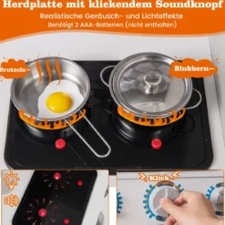 Spielküche aus Holz mit Zubehör Küchenspielset Spielzeugküche mit Eismaschine & Kochherd